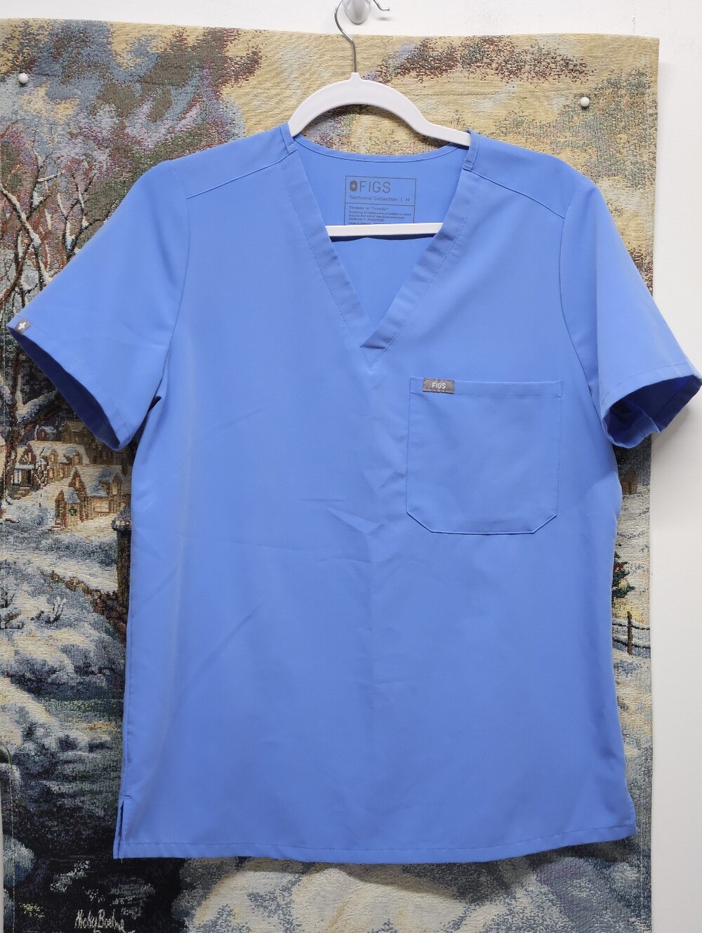 FIGS Womens Catarina One-Pocket Scrub Top Royal Blue Size M Medical